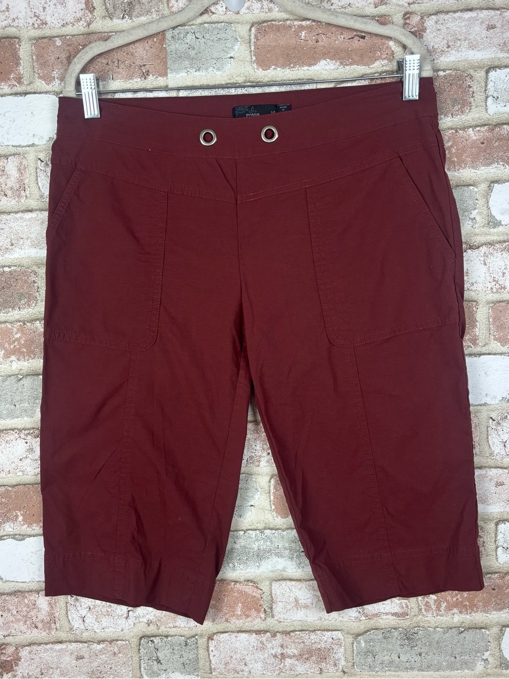 Prana Womens Outdoor Cropped Pant Red Size M Solid Mid Rise Pull On